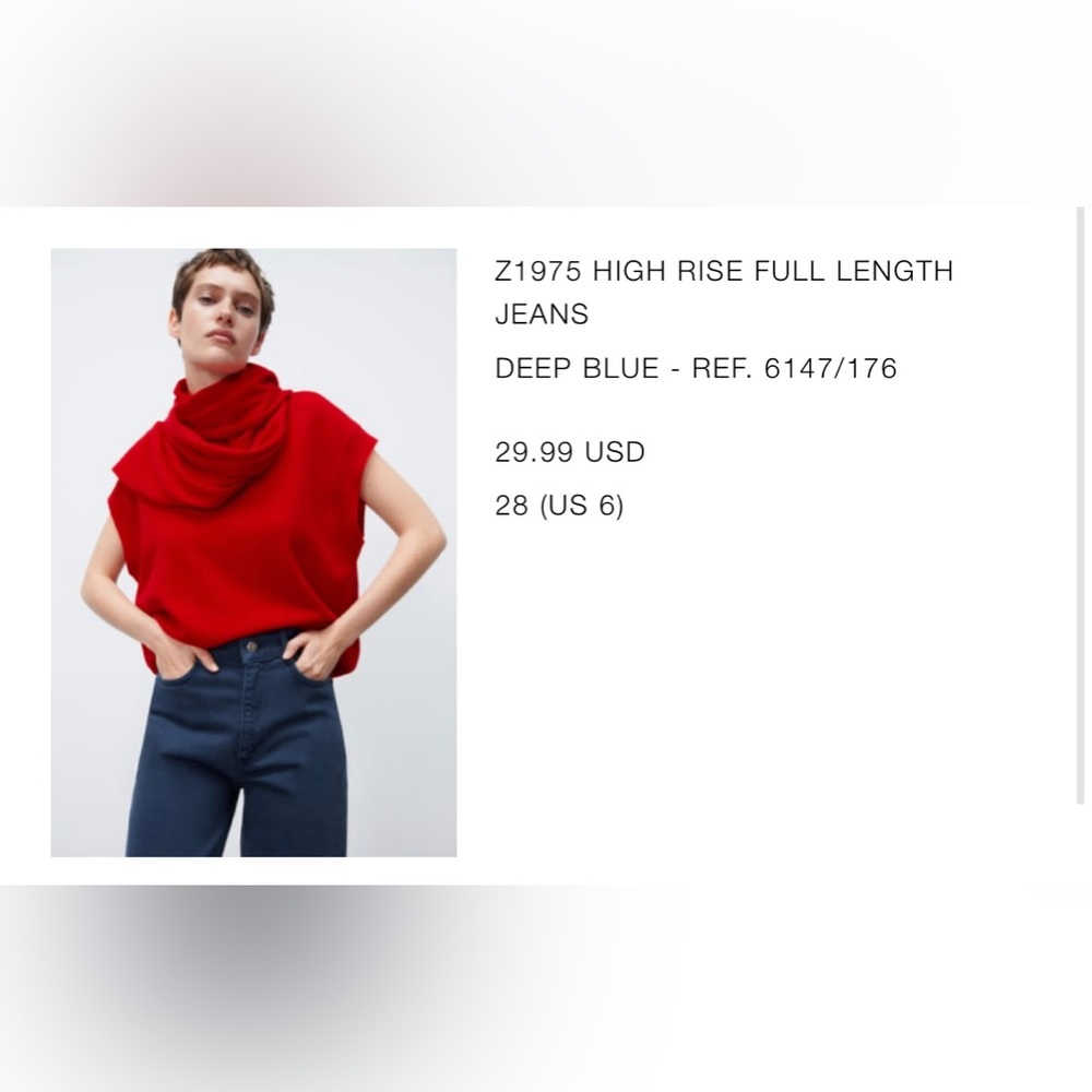 Zara High Rise Full Length Blue Jeans